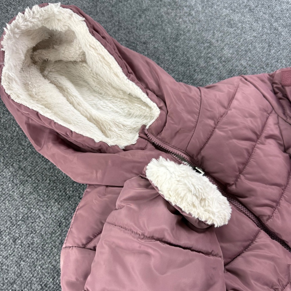 Steve Madden Puffer Jacket L 14/16 Pink Faux Fur Lined Hooded Girls